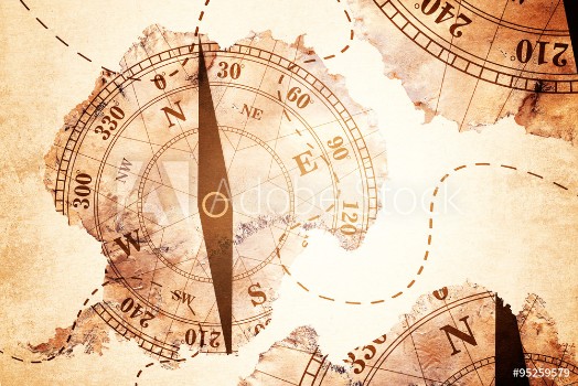 Bild på Antarctica map and Compass old paper Over White Background Elements of this image furnished by NASA Satellite map of Antarctica